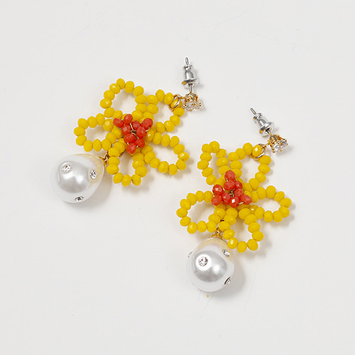 [박나래] Pearl Drop Flower - yellow,귀걸이,아크릴귀걸이,마이부