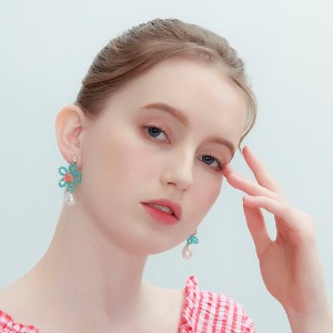 Pearl Drop Flower - blue,귀걸이,아크릴귀걸이,마이부