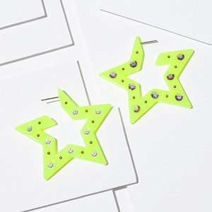 [문별] BIG STAR - neon green,귀걸이,아크릴귀걸이,마이부
